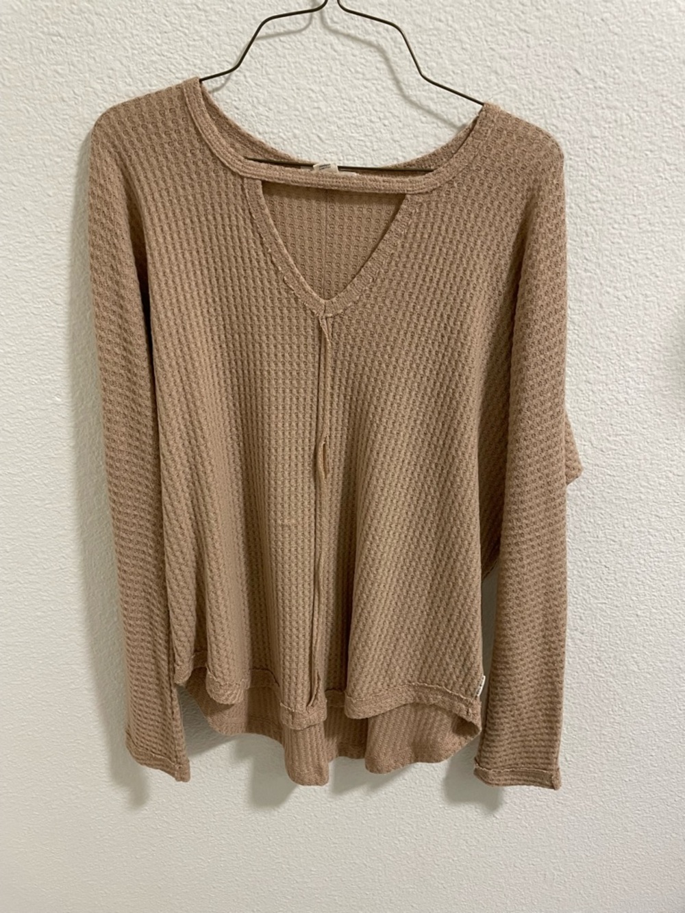 Billabong Cozy Waffle Knit Long Sleeve Top - Beige